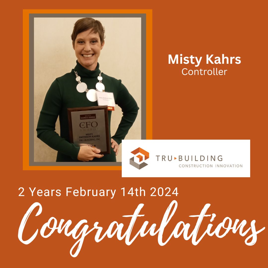 TruBuilding's tweet photo. Thank you Misty Kahrs! Celebrating 2 years of dedication and hard work! Grateful for all the effort you've put in, and the invaluable contributions you've made. Here's to many more successful years together! #WorkAnniversary #Appreciation https://t.co/lDHvYnqSRb