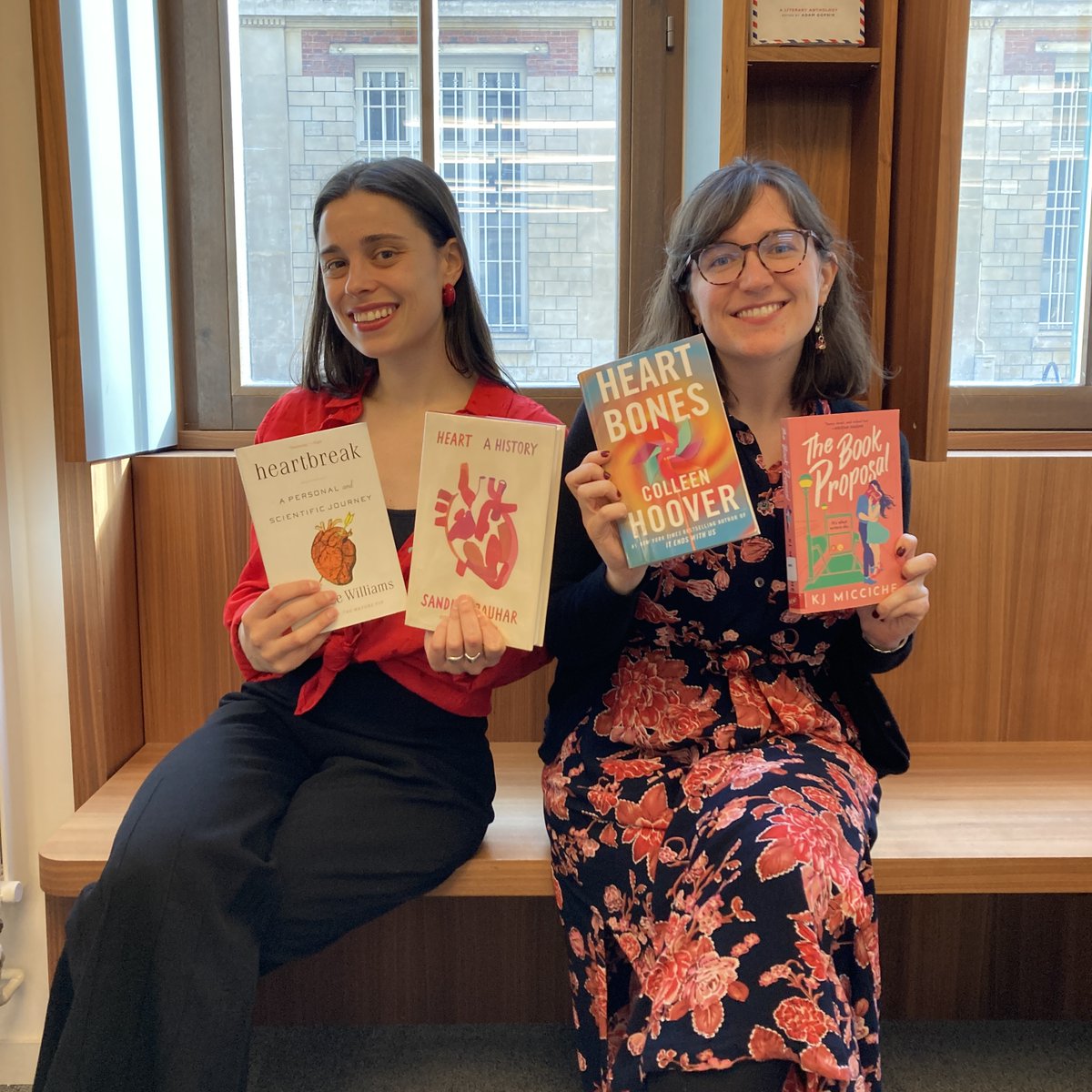 We're celebrating Valentine's Day at the Library the only we know how... with books! ❤️❤️ Staff member Josie is favoring books about hearts and heartbreak, whereas Claire has gone for some fun romance. What do you LOVE to read? #valentinesday #lovereading