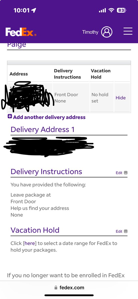 Tpaige17's tweet photo. ⁦@FedEx⁩ I just wanted you to know that packages are to be dropped off at my front door not my garage. https://t.co/4u0Luqhl9Z