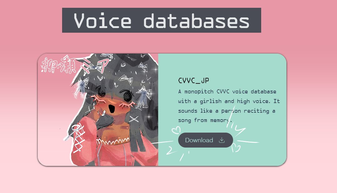 VoiceFace_Team's tweet photo. ✨Mia Yanase has finally released! To download, go to Mia's page on our website, scroll to the bottom and press "Download."
❔Mia is compatible with both vanilla UTAU and OpenUTAU (OU is recommended!), please use it freely and have fun! #UTAU #voiceface https://t.co/HoEGeXFyHz