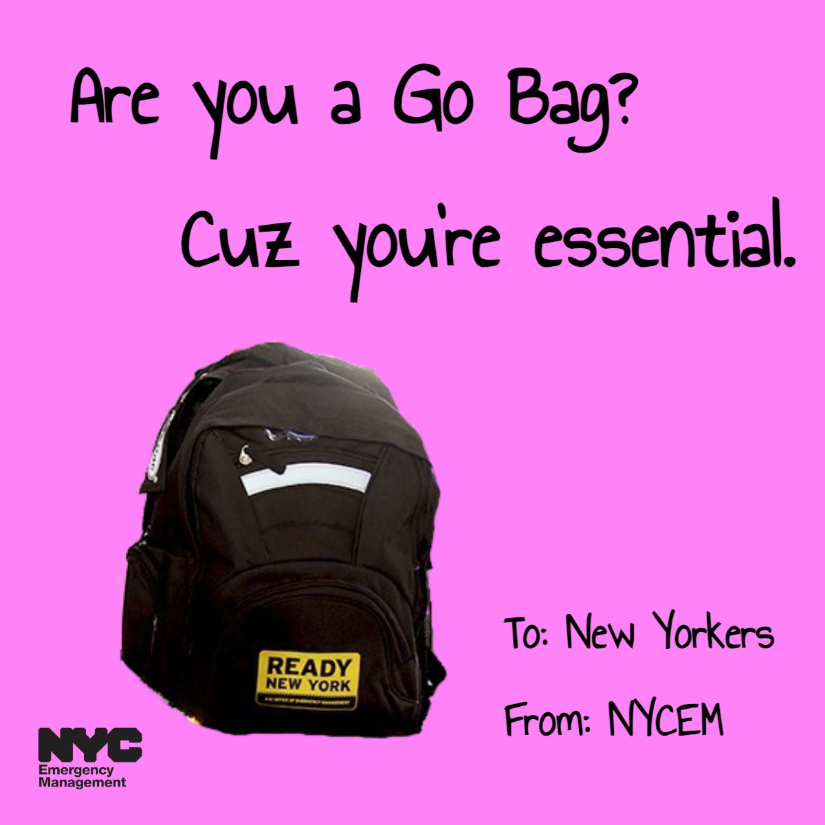 ￼ ❤️ Are you prepared to be our Valentine? ￼✅YES ￼☑️NO
 
Fall for readiness at nyc.gov/readyny and swoon over citywide alerts by signing up for NotifyNYC at nyc.gov/notify.