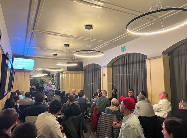 The house was packed at this month’s chapter meeting. MoMo’s served up a great meal while John Lauer of Sloan spoke about sensor faucets for CEU credits. Thanks to all who took the time to attend. If turnouts continue like this one, we’re going to need a bigger venue!

#aspesf