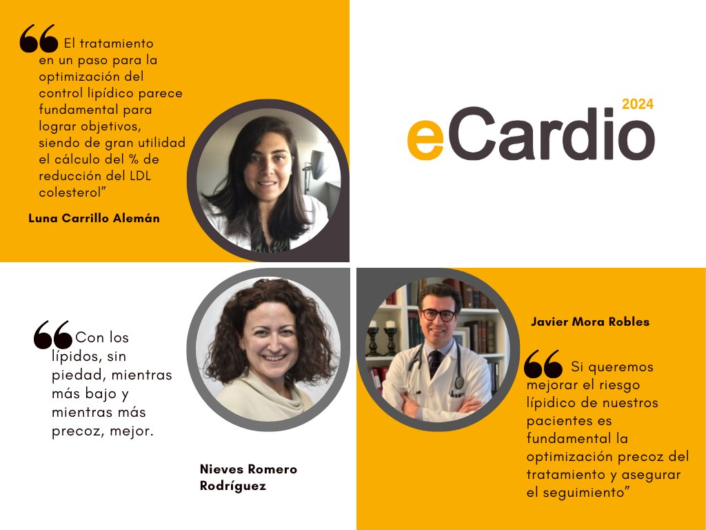 🤜Sigue la tarde de #eCardio24 sobre cardiología preventiva. En el debate a tres asaltos, Luna Carrillo, Nieves Romero y Javier Mora detallan cómo optimizar el manejo lipídico: ¿tratamiento escalonado o en una sola etapa?

📍Únete al directo ecardio.es/sesion/view/op…

<a href="/LuniCarrillo/">Luna Carrillo Alemán</a>