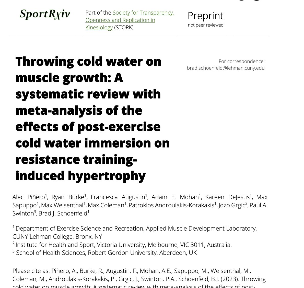 New meta-analysis finds that taking an ice bath after strength training impairs gains.

The inflammation, damage, stress is the SIGNAL for adaptation.

Take it away...we blunt the response.

Sometimes, damage is a good thing...