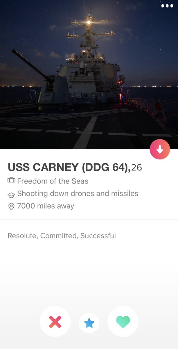 NS_Mayport's tweet photo. 💝⚓️On this #ValentinesDay, make sure to swipe right and show USS Carney some love! 💘

#NavyLife #DeploymentLife #Mayport #USN https://t.co/3dqw3lNMii