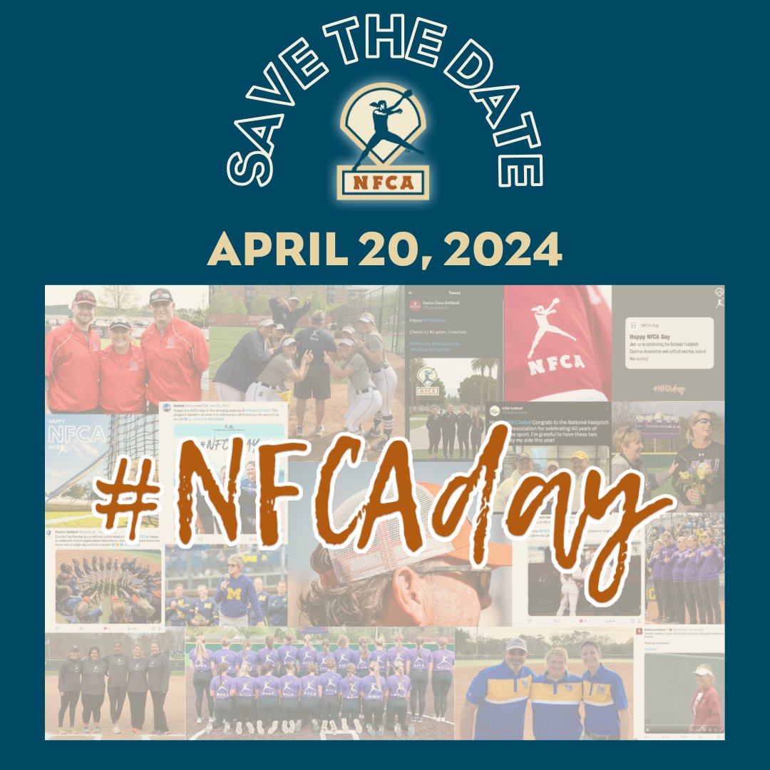 NFCAorg's tweet photo. 🗓️ SAVE THE DATE!

We’re celebrating softball coaches, recognizing achievements &amp; milestones, and bringing awareness to our sport on #NFCAday, April 20, 2024.🥎

More info: https://t.co/qcUeiKZw29 https://t.co/0aCZ9KOpqh