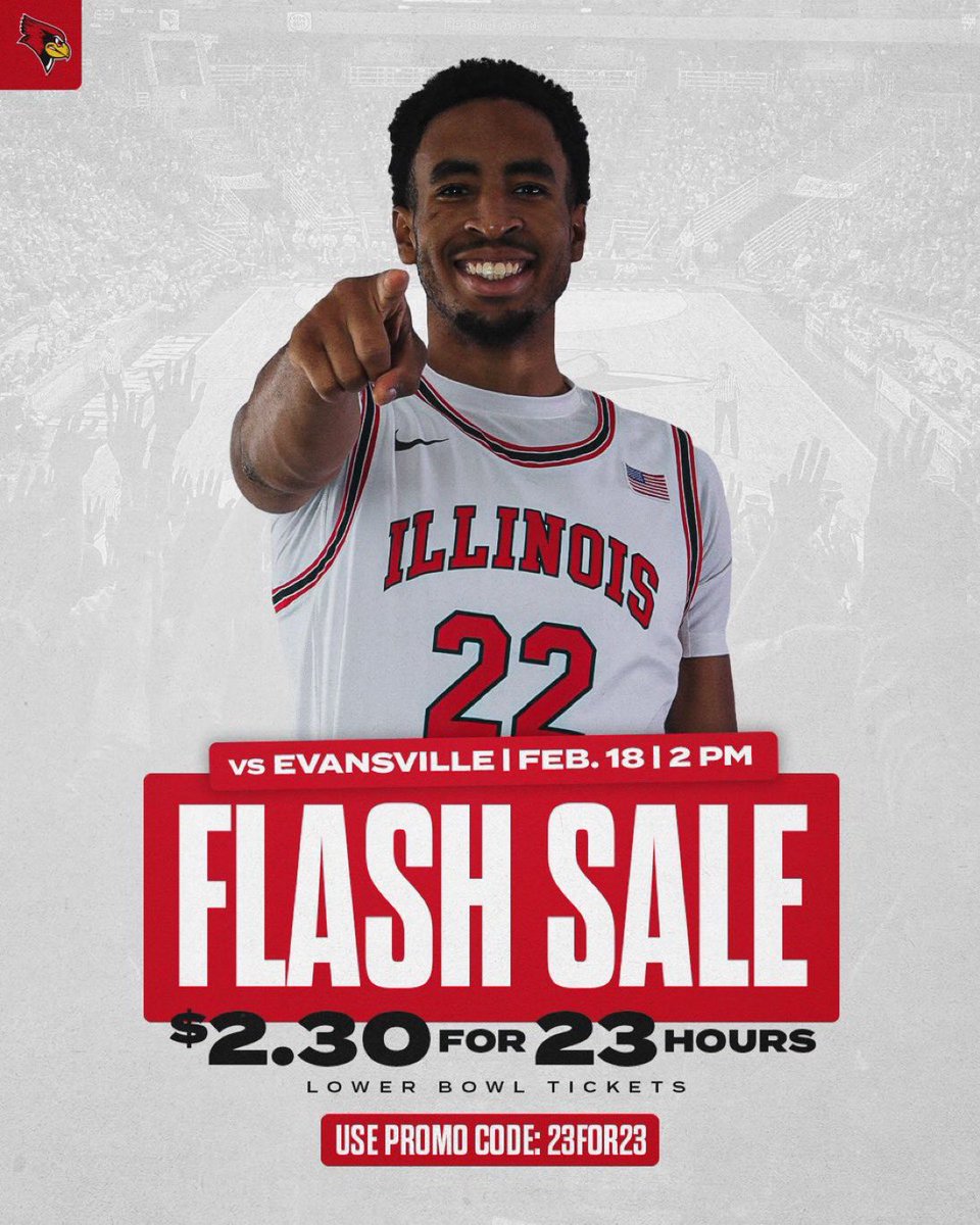 DOWN GOES NO. 23‼️

For the next 23 hours, lower bowl tickets are just $2.30 for Sunday’s Senior Day game vs. Evansville!

Use promo code ‘23FOR23’ at goredbirds.com/promotions