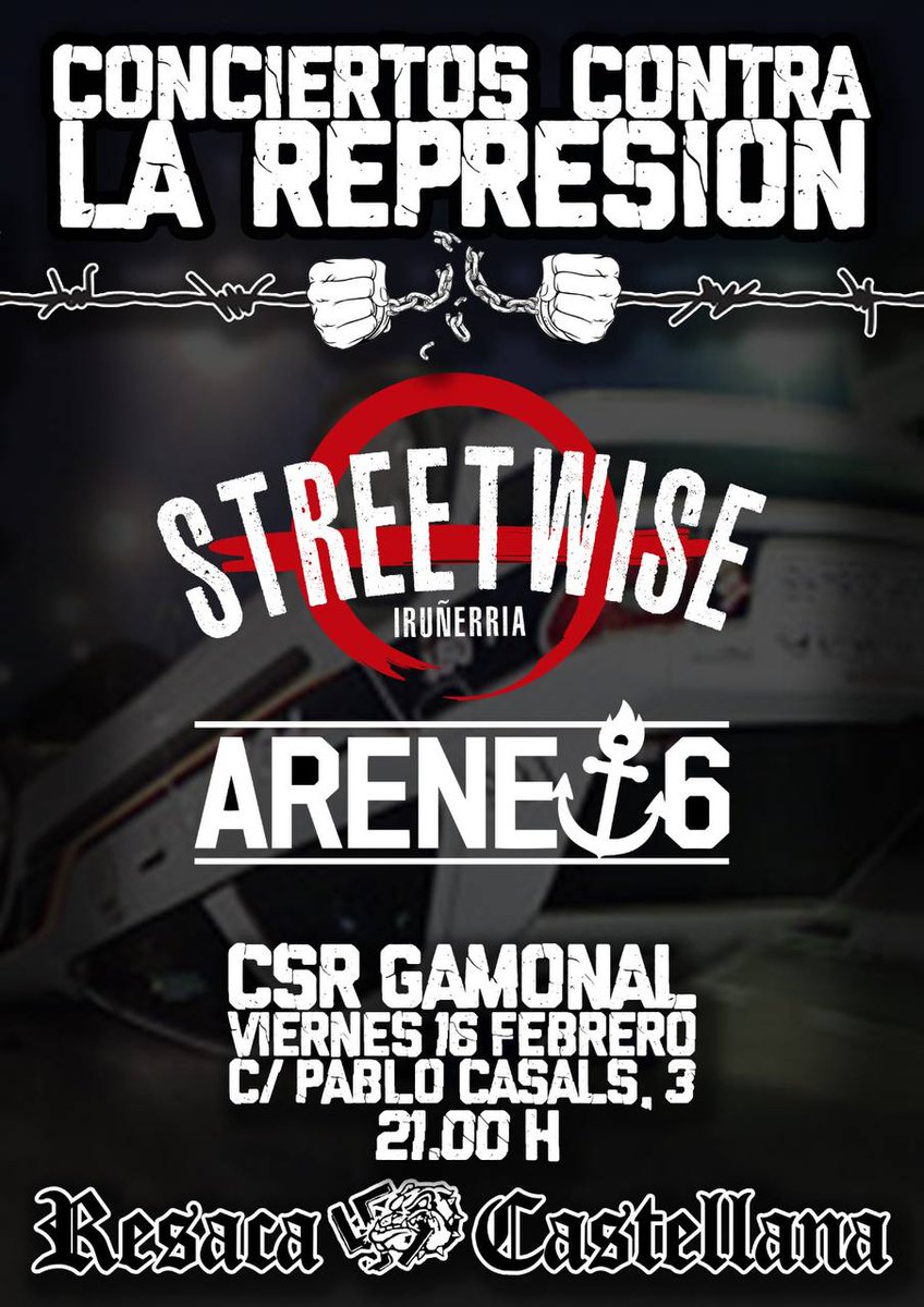 Os recordamos que este viernes tenemos una cita contra la represión en el CSR Gamonal.

Os animamos a todxs a acudir y pasar una gran jornada echando una mano a lxs perseguidxs por luchar, porque hoy son ellxs pero mañana puedes ser tú. 

Desde las 20:00, ¡acude y difunde!