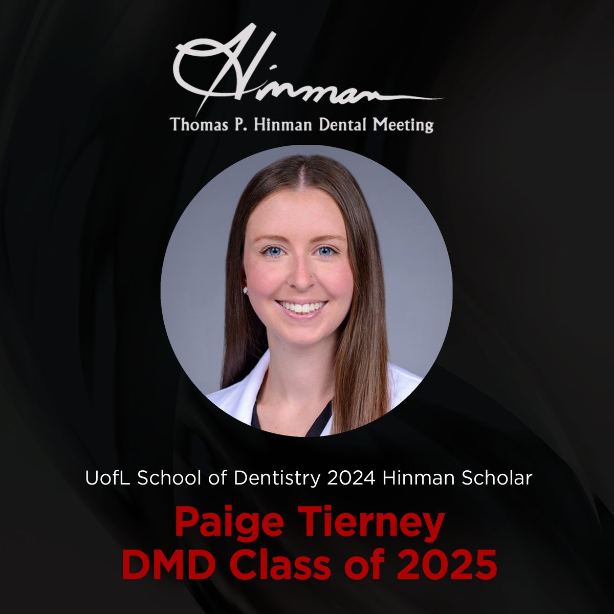 👏👏👏for third-year UofL dental student Paige Tierney, who has been selected by our faculty as this year’s Hinman Scholar. Paige has been awarded a scholarship and will be recognized at the Thomas P. Hinman Dental Society meeting in Atlanta in March. Congrats!🎉