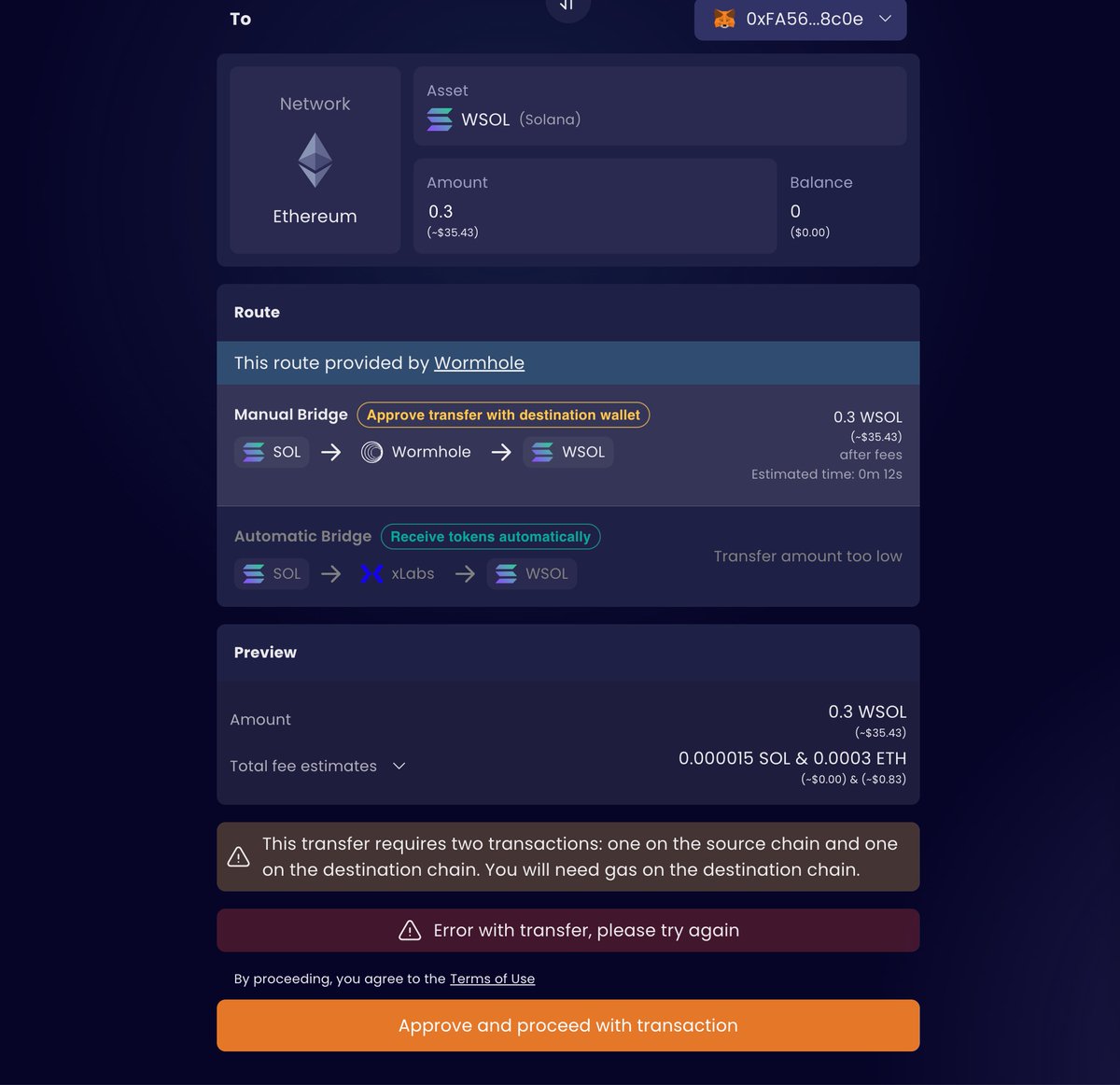 AkDxpace's tweet photo. @portalbridge_
Lost 0.3 Sol in this transaction. Please advise on next steps. Why did I lose the whole swap amount as apposed to txn fees? Sol address is - HyYShdG8iQfdqzmtPGYWraSDPbXHBXoAc7qT1vaSUwxi https://t.co/CASYoOaKEz