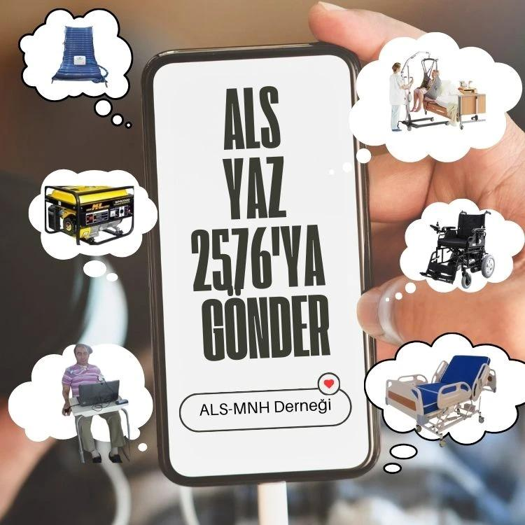 alsmnhturkiye's tweet photo. SMS Kampanyamız devam ediyor!
ALS yazıp 2576’ya gönderin ALS Hastalarımıza ihtiyaçları olan cihazlar ulaşsın!📷
Tüm GSM operatörlerinden 1 SMS bedeli 30 ₺’dir.
Jeneratör, göz bilgisayarı, hasta karyolası, akülü sandalye, hasta taşıma lifti alınacaktır. 
Haydi 1 sms 1 Nefes📷 https://t.co/dC0Ut0C0bJ