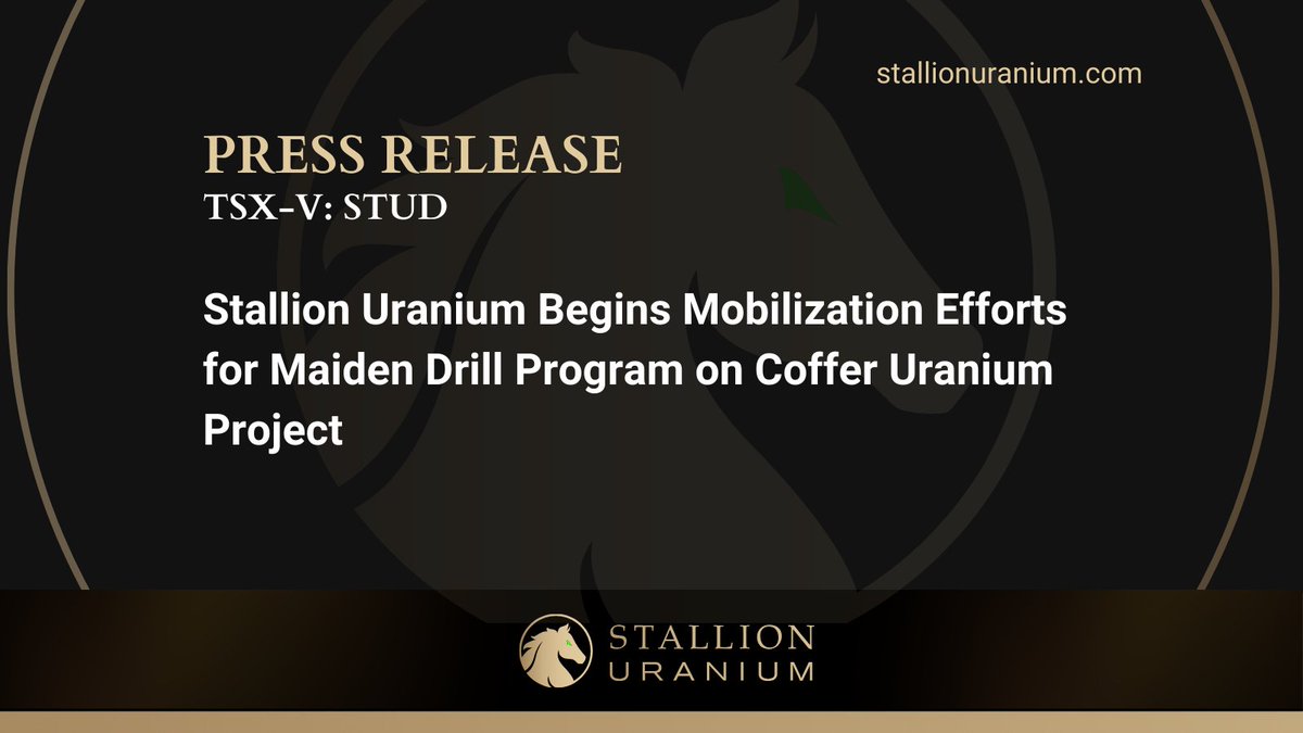 Stallion Uranium starts mobilization for maiden drill program at the Appaloosa Target, targeting 3,300m over 3 holes to find #uranium linked to EM anomalies only 13km from 93m lbs at Shea Creek. bit.ly/49z9KIN TSX-V: $STUD | OTCQB: $STLNF