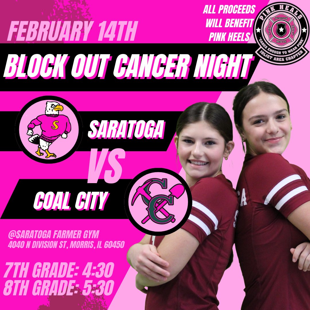 Saratoga_Hawks's tweet photo. It’s a GREAT Day to be a HAWK!  “Pink Out” to support Pink Heals of Joliet!  Tonight, our Volleyball Program supports survivors and fighters!  #WeAreToga #BlockOutCancer https://t.co/rjRHDynfTy