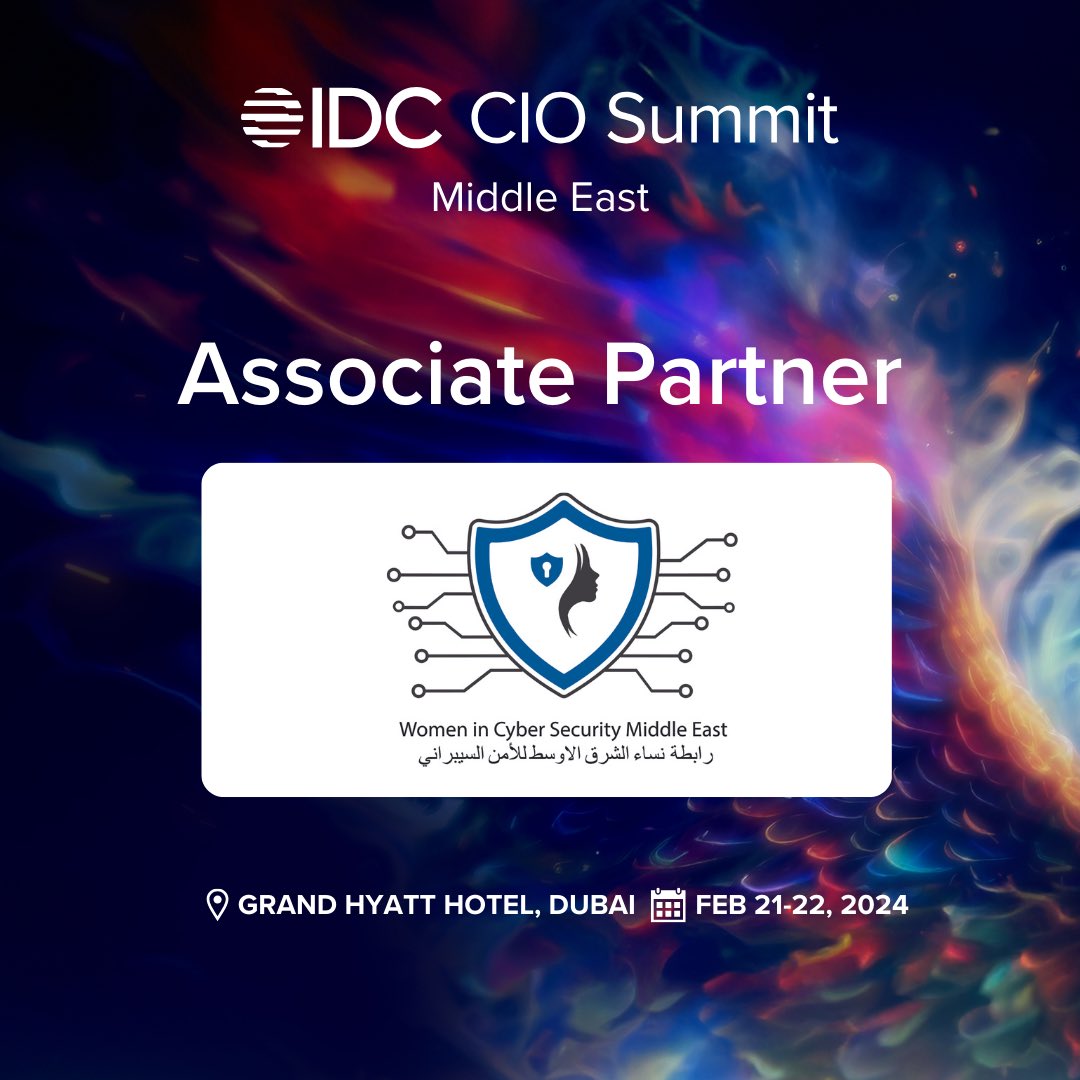 WiCSME's tweet image. 🌟 Exciting Collaboration Announcement! 🌟
The Women in Cyber Security Middle East #WiCSME is thrilled to announce our collaboration with IDC for the highly anticipated IDC CIO Summit Middle East!