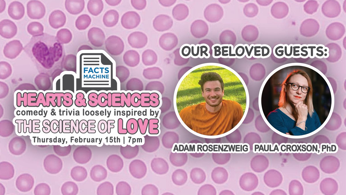 TOMORROW 7pm <a href="/caveatnyc/">CAVEAT</a>:
We'll be joined by neuroscientists <a href="/paulacroxson/">Paula Croxson @paulacroxson.bsky.social</a> &amp; chemist <a href="/AdamtheChemist/">Adam B</a> for a science comedy show and science trivia showdown loosely inspired by LOVE!

🎟️🔗 caveat.nyc/events/facts-m…