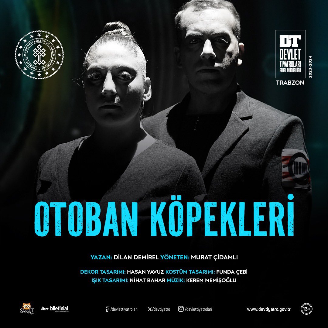 devtiyatro's tweet photo. Atapark Haluk Ongan Sahnesinde Prömiyer...
Trabzon Devlet Tiyatrosunun Murat Çidamlı rejisiyle, Dilan Demirel’in “Otoban Köpekleri” adlı oyunu, 15 Şubat Perşembe günü, saat 20.00’de, ilk kez seyirci karşısına çıkıyor.
#devtiyatro #devlettiyatroları #prömiyer https://t.co/MpRHKPffd0