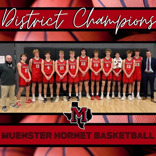 Muenster_ISD's tweet photo. Bi-District playoff info:
Muenster (Home) vs Bland (Visitor)
Tuesday, February 20th at 6:00 pm at Aubrey HS

Ticket Prices: $5 - Adults, $ 3 - Students

Passes: District, Coaches and Senior Citizens 

Congrats to Muenster Hornet Basketball - District Champs!  
#GreatThingsatMISD https://t.co/hLDFZuuD7K