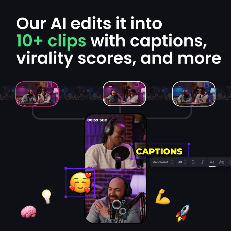 OpusClip's tweet photo. Try out OpusClip AI and turn your videos assets into ready-to-post clips, all with 1 click 🎬⚡️. Finally, a way for busy marketers to start leveraging short video.
