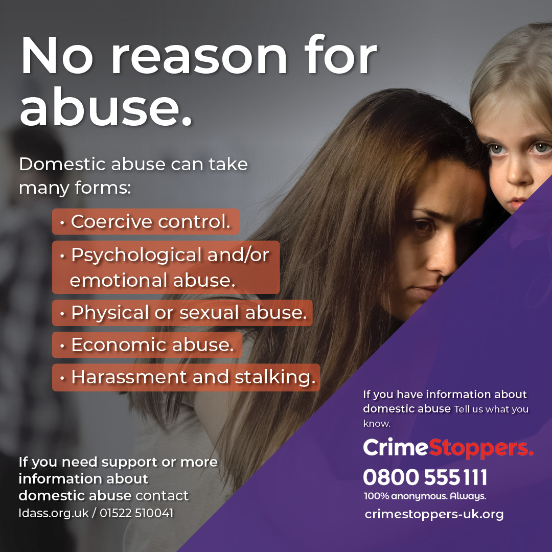 Concerned someone you know is a victim of domestic abuse but scared to speak up? We're here to listen.

Anything you tell us remains 100% anonymous, always.

There is no reason for abuse.

Find out more: bit.ly/3UqpSYJ #Ldass #EdanLincs #EndingDomesticAbuseNow @edanlincs