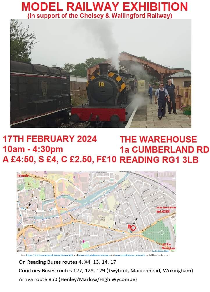 Don't forget there is a model railway exhibition supporting the railway in Reading this Saturday.