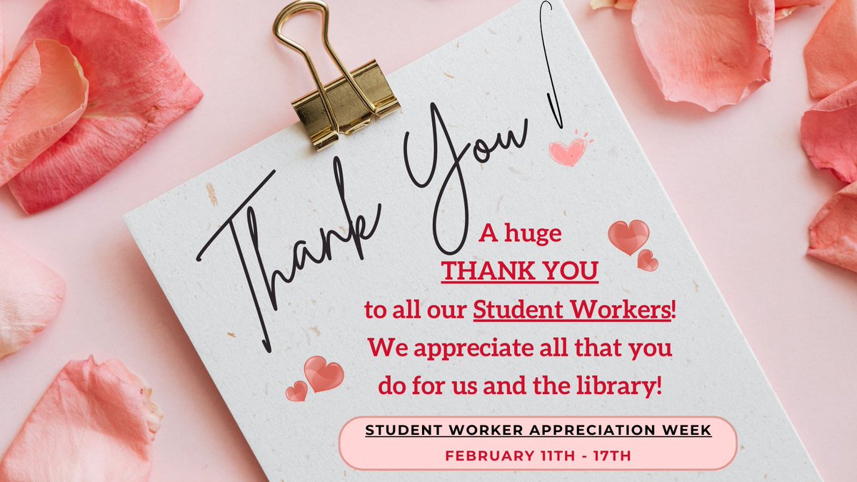 RiceLib's tweet photo. Did you know that it's Student Worker Appreciation Week!? 🥰

If you pass by a student worker on campus, make sure to tell them they're doing a great job! Especially our library workers -- they're the best!
#usi #ricelibrary https://t.co/6kL5gh2lPD