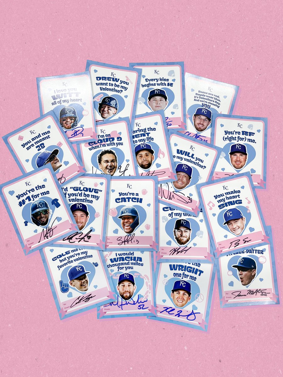 @Bsinger51 @dwaters121 @SalvadorPerez15 @BwittJr @VPasquantino @mjmelendez7 @mmass19Bears @MichaelWacha @kyleisbel_5 Want a signed Valentine of your own? Repost this for a chance to win one of our signed Valentine's Day cards! #HappyValentinesDay