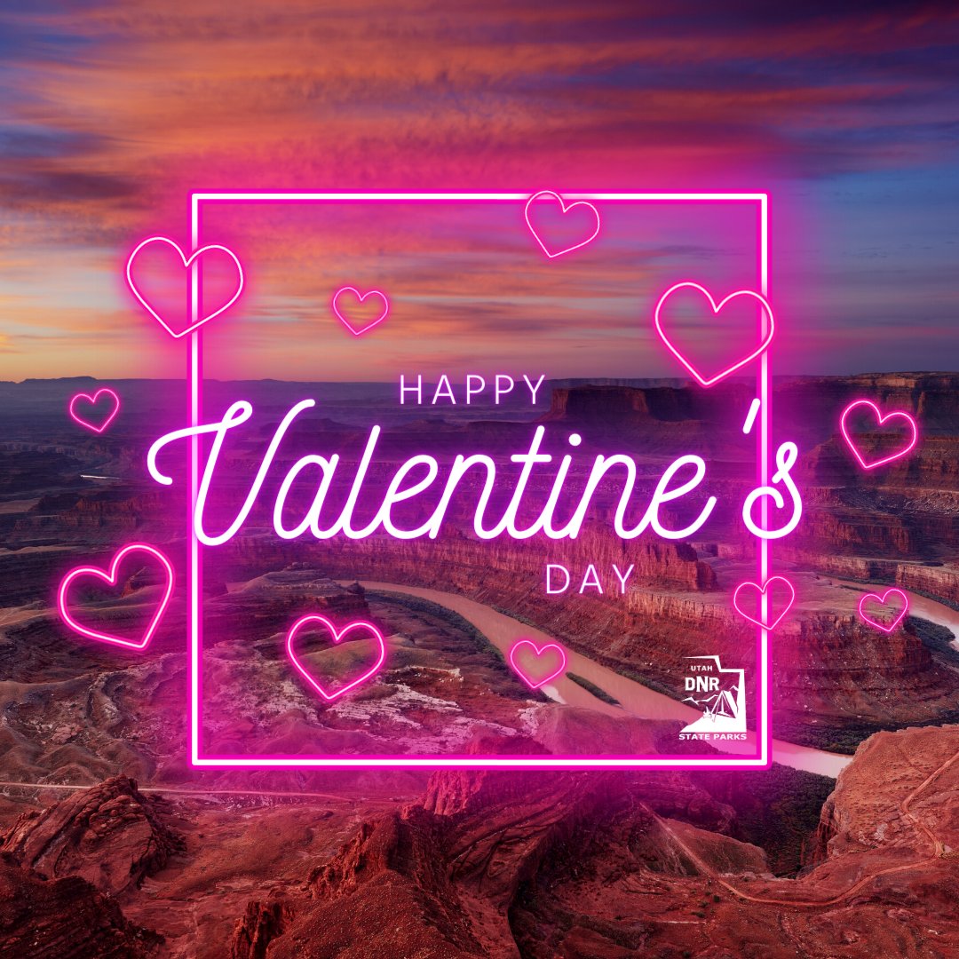💖 Love is in the air! Whether you're swooning over sunrise hikes or cozying up under the stars, Utah State Parks has something for everyone! Grab your favorite adventure buddy or go solo and let the great outdoors be your date for the day. Happy Valentine's Day! 💞