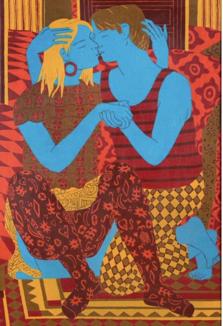 “Embrace ”, oil on canvas, 1989. #valentineday #scottishart #glasgowartist