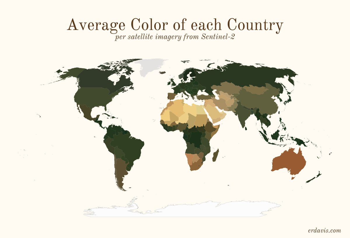 Map shows the average colors of the world (based on satellite imagery). Source: buff.ly/2TgQmP4