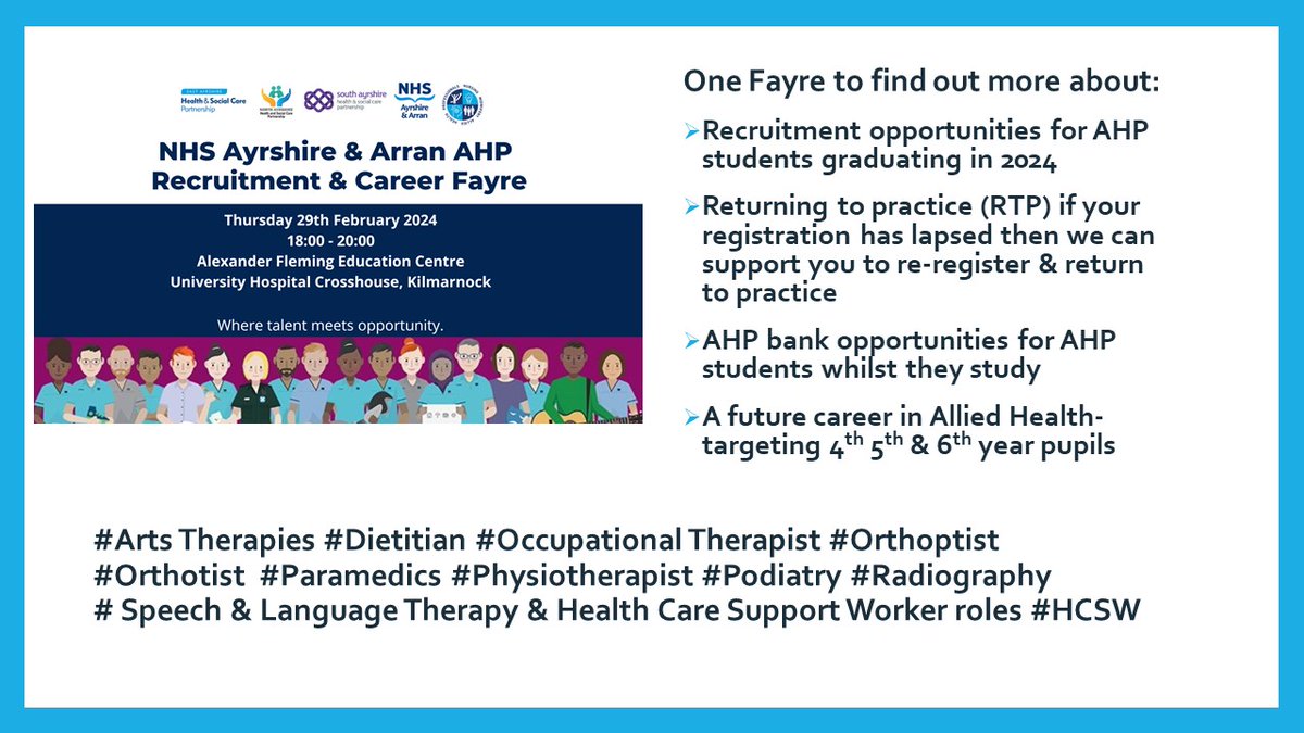 Have you or anyone you know previously worked as a registered AHP but let your HCPC registration lapse? If so we would like to support you to re-register & join our workforce. Come along to find out more👇 Please highlight & share