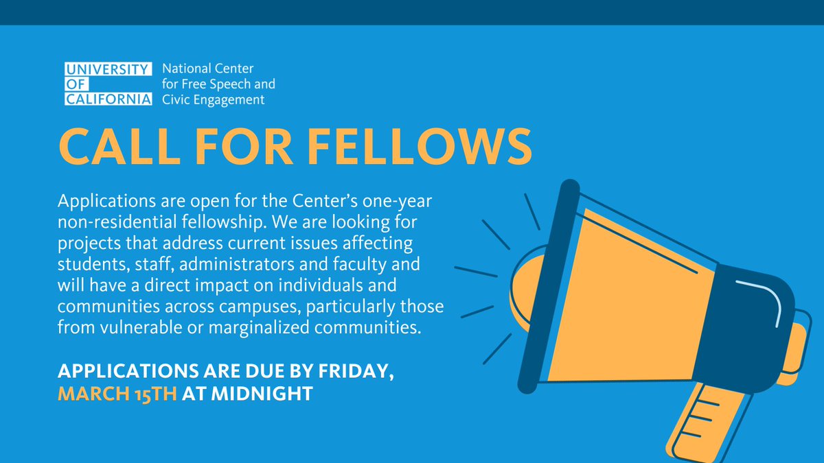 REMINDER ONE MONTH LEFT 🔔 The Center is accepting applications for the 2024-2025 class of Fellows until Friday, March 15th at midnight. For more information on the fellowship program: …eechcenter.universityofcalifornia.edu/programs-and-r…