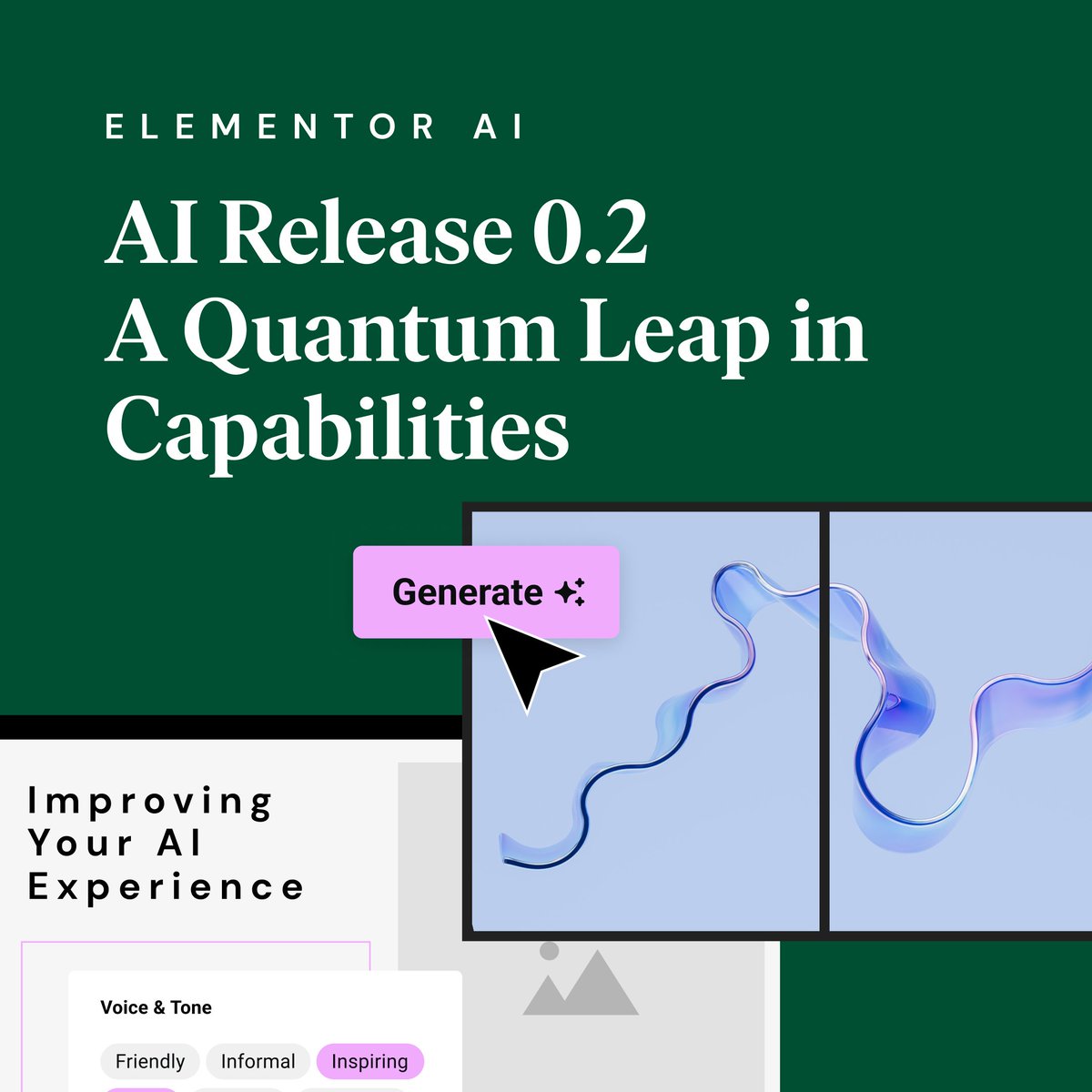 Elementor AI is now equipped with new capabilities to elevate your web creation process even further 🚜 💨

1️⃣  Understands you better based on the context and your tone of voice.
2️⃣  Generates top-notch wireframes and offers design variations.
3️⃣  Generates text contextually for