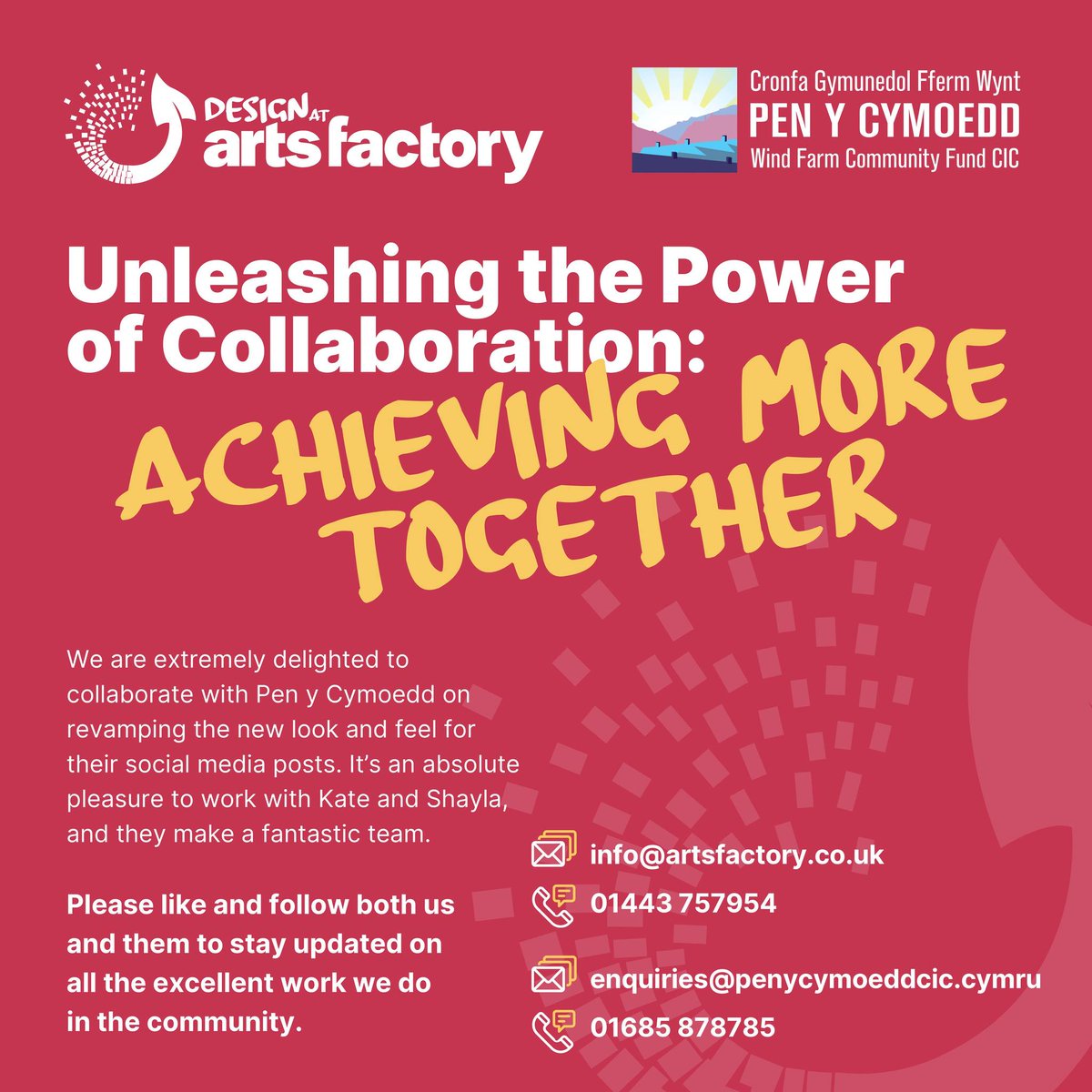 We are thrilled to be working with @ArtsFactoryRhon a fantastic social enterprise, to support us with our social media and website content over the next year.