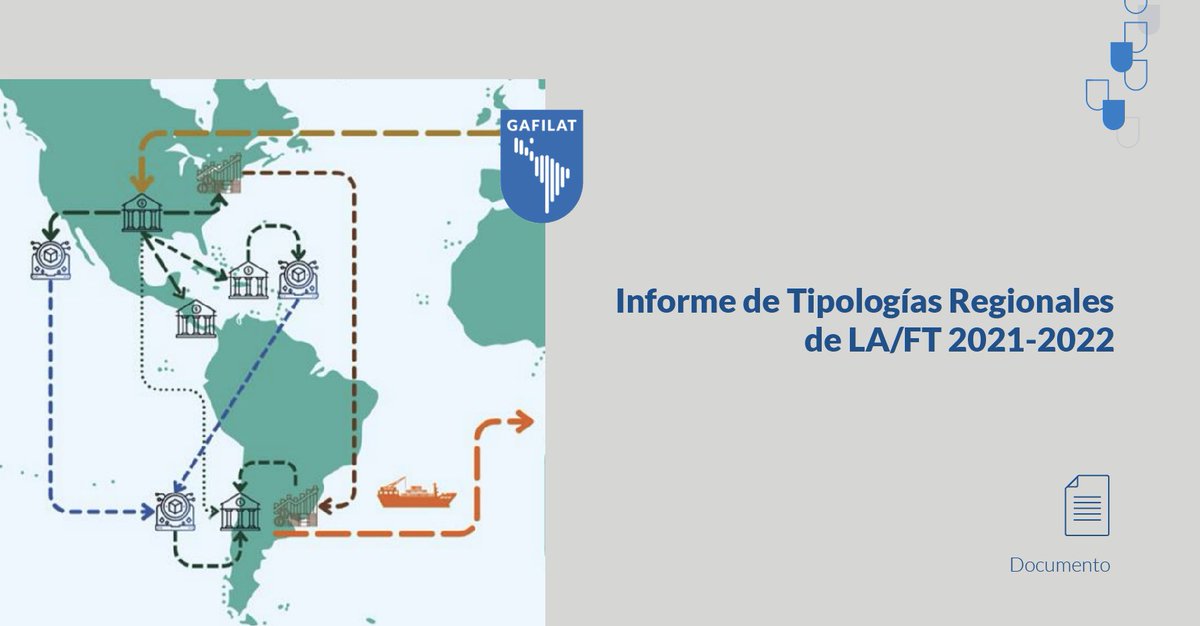 El GAFILAT elaboró su Informe de tipologías regionales 2021-2022 como producto del Ejercicio Bienal de Tipologías Regionales GAFILAT 2023. Agradecemos a @giz_gmbh por su colaboración. Leer más: gafilat.org/index.php/es/n…