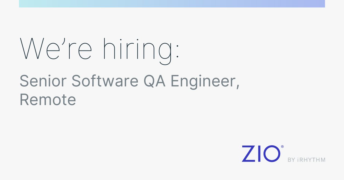 iRhythmTech's tweet photo. We're #hiring a remote Senior Software QA Engineer. Apply today if you have a bachelor's degree in a technical discipline and 5+ years of software QA experience. https://t.co/FGizekGL0Y #RemoteJobs https://t.co/AvgLuXuNzt