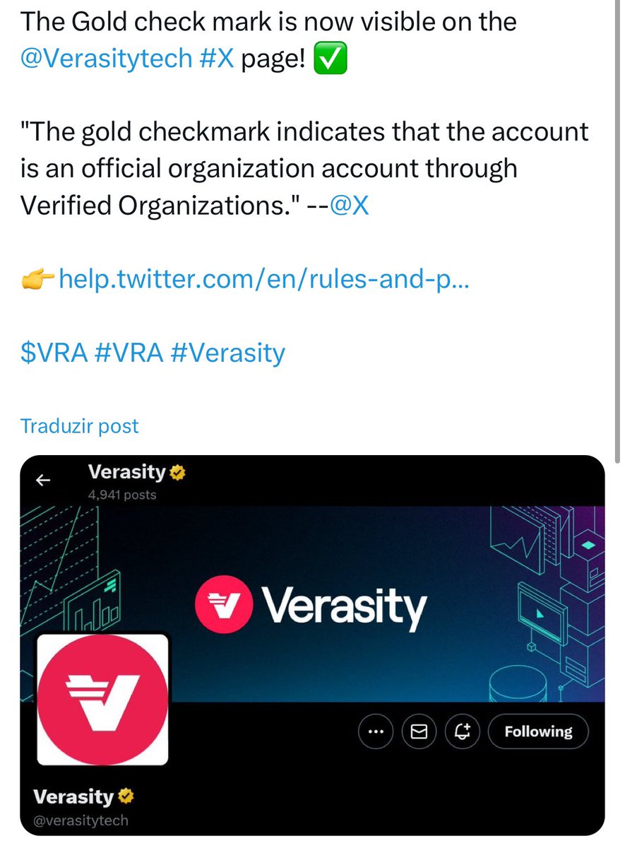 🚨🚨🚨 
<a href="/X/">X</a> Recognize <a href="/verasitytech/">Verasity | PLRL</a> as a gold star project. They are watching <a href="/elonmusk/">Elon Musk</a> have a chance to fix bots issue and turn it all transparent for publishers $VRA