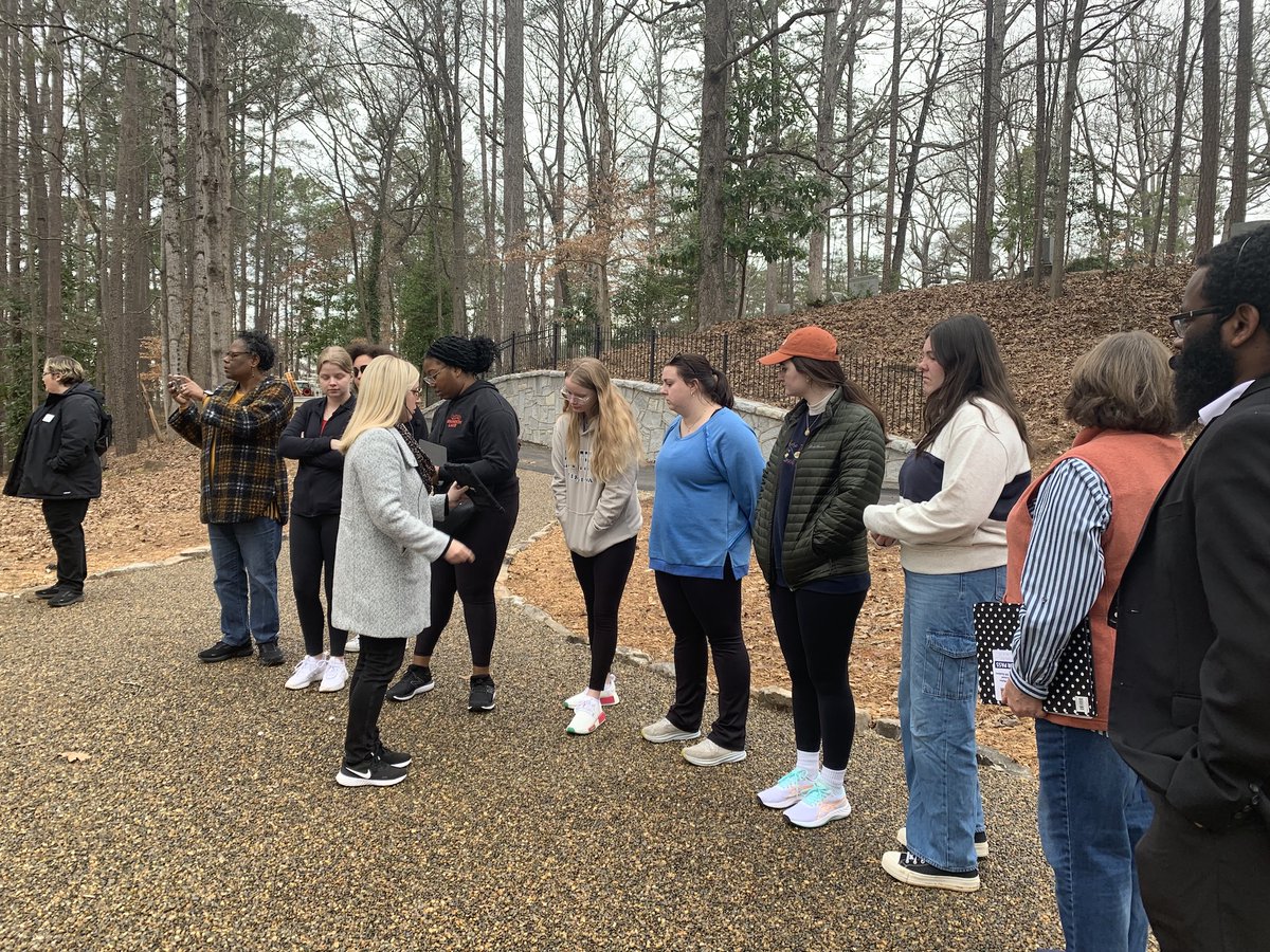 CUCemetery's tweet photo. Last week, students on the CI Team took a tour of the cemetery for Black History Month. They learned about the interrelated histories of the African American Burial Ground, A. P. Calhoun Family Plot, and Woodland Cemetery at Clemson. https://t.co/ouoQR1SeFG