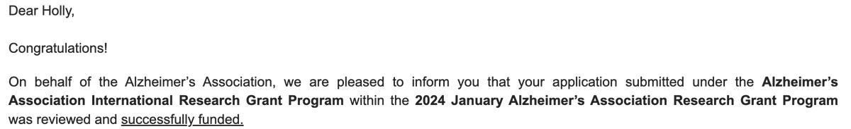 I’m thrilled to announce I have been awarded an <a href="/alzassociation/">Alzheimer's Association</a> grant to better understand the neural circuits controlling sex-specific neuropsychiatric symptoms throughout Alzheimer's disease! The lab's first external grant!! #newPI  #ENDALZ #ALZFunded #SABV 💜 #BSI #RFU