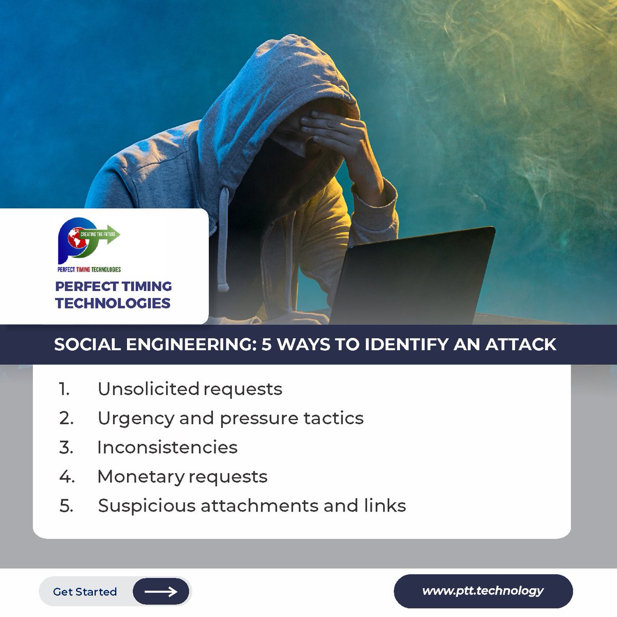 Social Engineering: 5 Ways to Identify an Attack

Read here: blog.symquest.com/social-enginee… 

#SocialEngineering #CyberSecurity #OnlineSafety #InfoSec #DataProtection #TechSecurity #SecurityAwareness #Phishing #CyberThreats #PerfectTimingTechnology #PerfectTimingHolding