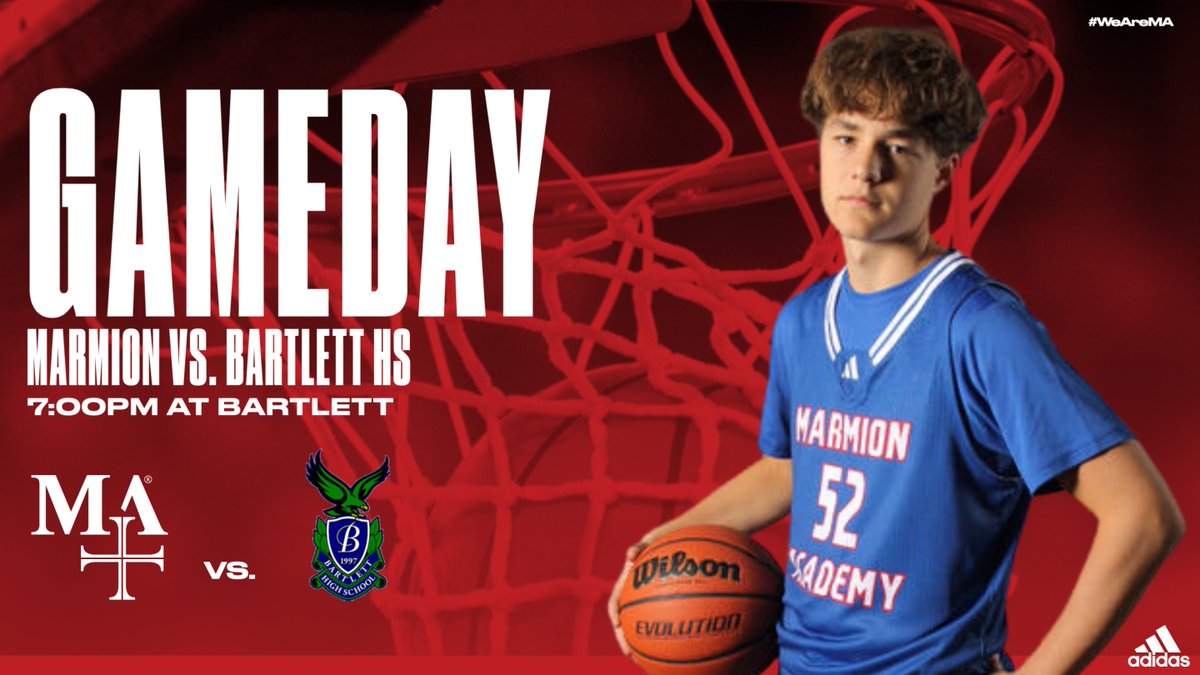 Marmion concludes regular season play tonight as the Cadets will travel to take on Bartlett High School. 5:30pm soph tip followed by varsity at 7:00pm. Good luck! @MarmionBBall #WeAreMA #MakeItMarmion