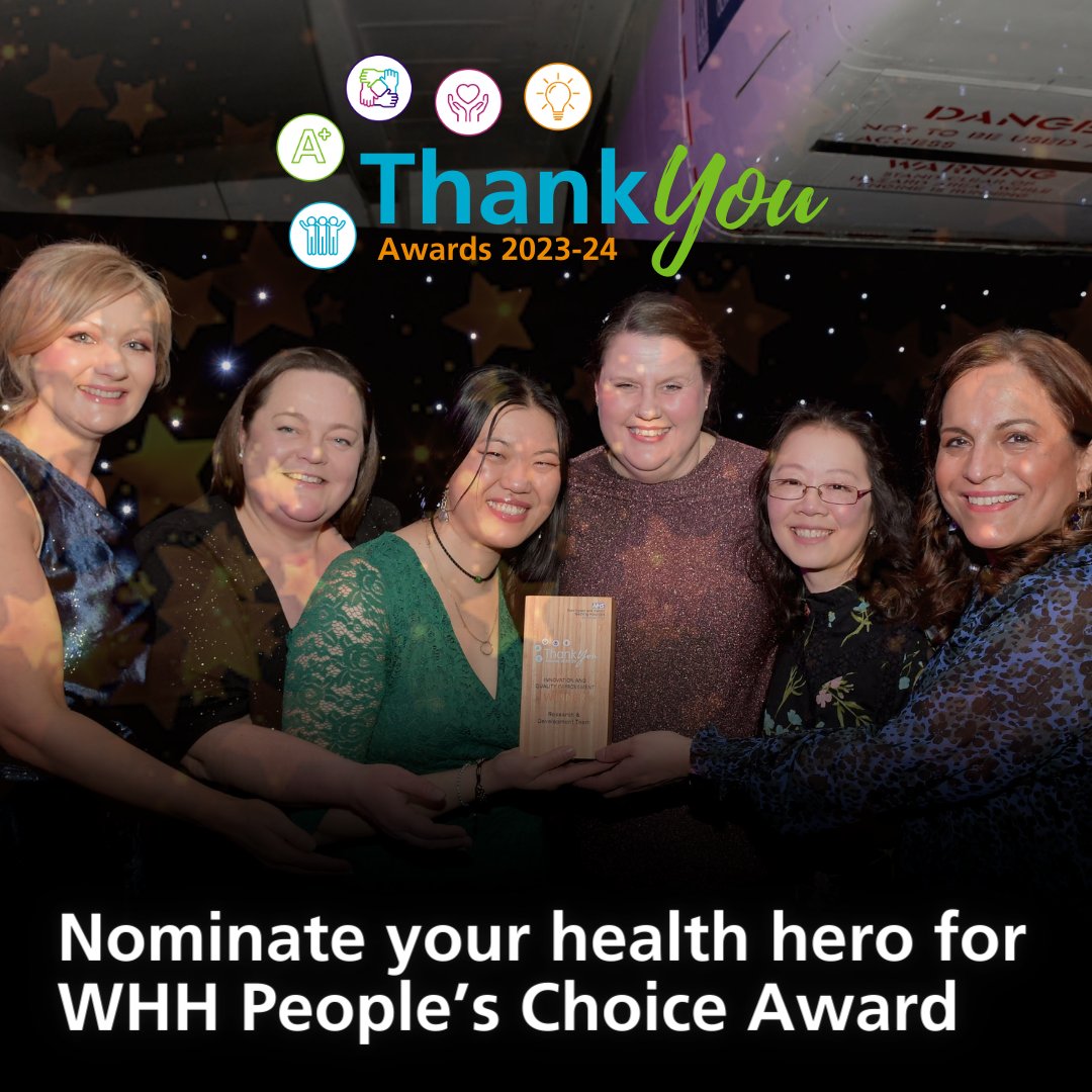 We're inviting you to nominate your health heroes for the WHH People's Choice Award at this year's Thank You Awards ceremony. Let's recognise our NHS staff and volunteers who go above and beyond 🏆 Nominate here: ow.ly/ycLC50QxMO5 #ThankYouWHH