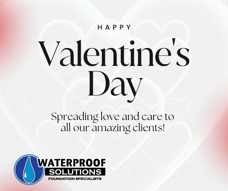 WaterProofSol's tweet photo. ❤️ Valentine's Day Love from Waterproof Solutions! ❤️

This Valentine's Day, we're spreading love and care to all our amazing clients! ❤️ Your trust and support warm our hearts. May your homes be filled with love and dry basements! 

#ValentinesDay 
#FoundationCare https://t.co/yzL1cfzTNC