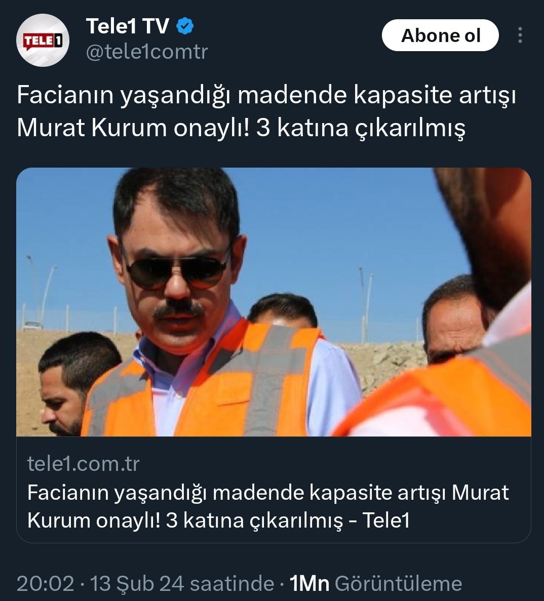 Aslında olan:

Çevre ve Şehircilik Bakanlığı herhangi bir maden ocağına ruhsat ya da kapasite artış izni veremez

Çevresel etkilerini denetler

Erzincan'daki tesise Sn. Kurum döneminde cumhuriyet tarihinin en yüksek cezası kesildi ve mühürlendi

Ve konuyla ilgili savcılığa suç
