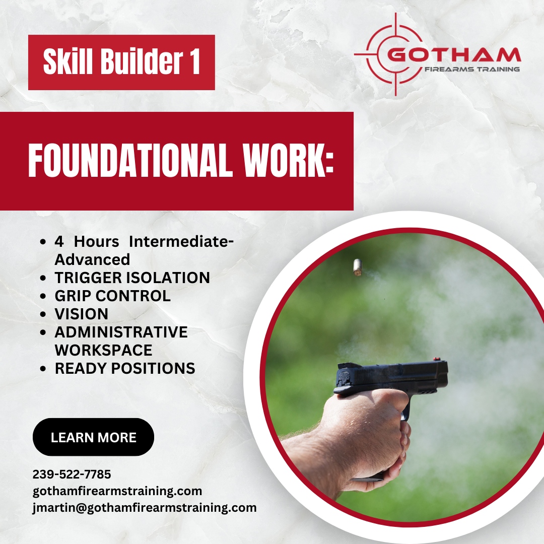 Elevate your shooting game with Skill Builder 1! 🚀🎯 

Master trigger isolation, grip control, vision, administrative workspace, ready positions, and foundational skills in just 4 hours. 

Build your rock-solid foundation now! 🔧💪 

#SkillBuilder1 #PrecisionTraining