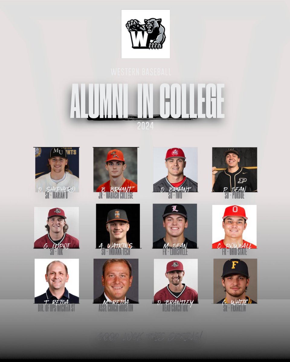 Western Baseball (@western_bbcoach) on Twitter photo We are proud of our baseball alumni! Best of luck this spring! #WhoIsNext <a href="/Panthers_AD/">Western Athletic Department</a> <a href="/WSC_Panthers/">Western School Corp</a> <a href="/INHoosierConf/">Hoosier Conference</a> <a href="/IHSBCA/">IN Baseball Coaches</a> <a href="/BGaskinsKT/">Bryan Gaskins</a> @PBRIndiana <a href="/TheKokomoPost/">The Kokomo Post</a> <a href="/IUKBaseball/">IU Kokomo Baseball</a> <a href="/GoShockersBSB/">Wichita State Baseball</a> <a href="/UHCougarsbb/">UH</a> We are proud of our baseball alumni! Best of luck this spring! #WhoIsNext <a href="/Panthers_AD/">Western Athletic Department</a> <a href="/WSC_Panthers/">Western School Corp</a> <a href="/INHoosierConf/">Hoosier Conference</a> <a href="/IHSBCA/">IN Baseball Coaches</a> <a href="/BGaskinsKT/">Bryan Gaskins</a> @PBRIndiana <a href="/TheKokomoPost/">The Kokomo Post</a> <a href="/IUKBaseball/">IU Kokomo Baseball</a> <a href="/GoShockersBSB/">Wichita State Baseball</a> <a href="/UHCougarsbb/">UH</a>
