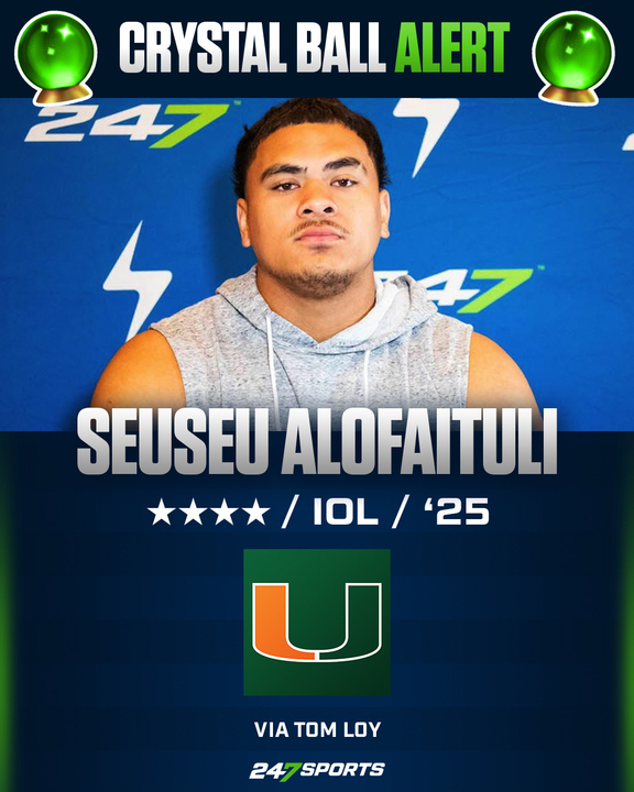 During today's CFB Recruiting Pod with @Andrew_Ivins and @cpetagna247, I tossed in a new #247Sports Crystal Ball pick for Top100 OL Seuseu Alofaituli to land at #Miami. My guy @GabyUrrutia247 is in there with a pick as well. VIP Update: 247sports.com/college/miami/… @247Sports
