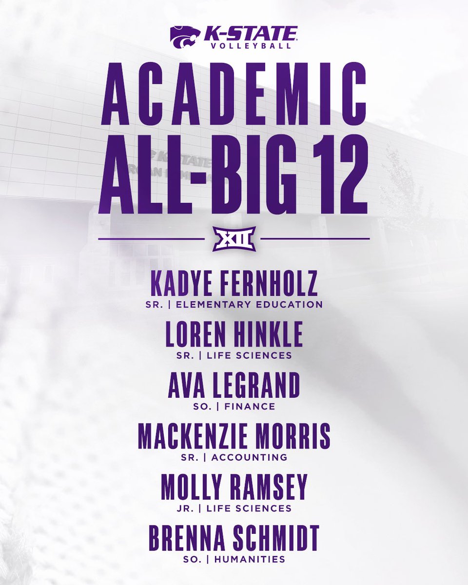 K-State Volleyball Names Six to Academic All-Big 12 Teams

📄 k-st.at/3UBenxL

#KStateVB