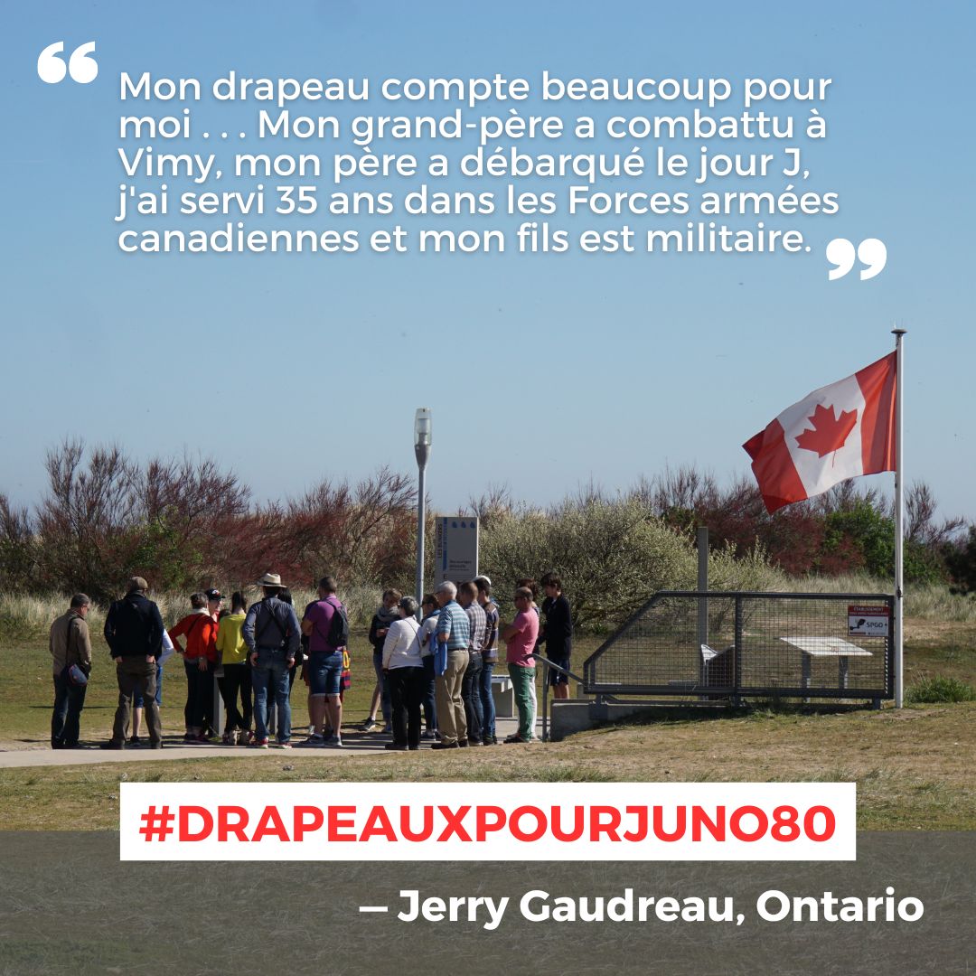 🍁 Saviez-vous que cette année marque les 59 ans de l'inauguration du drapeau canadien et les 80 ans du jour J. Nous avons demandé aux participants à notre programme des drapeaux ce que leur drapeau signifie pour eux. En savoir plus: buff.ly/48jdT2k #DrapeauxpourJuno80