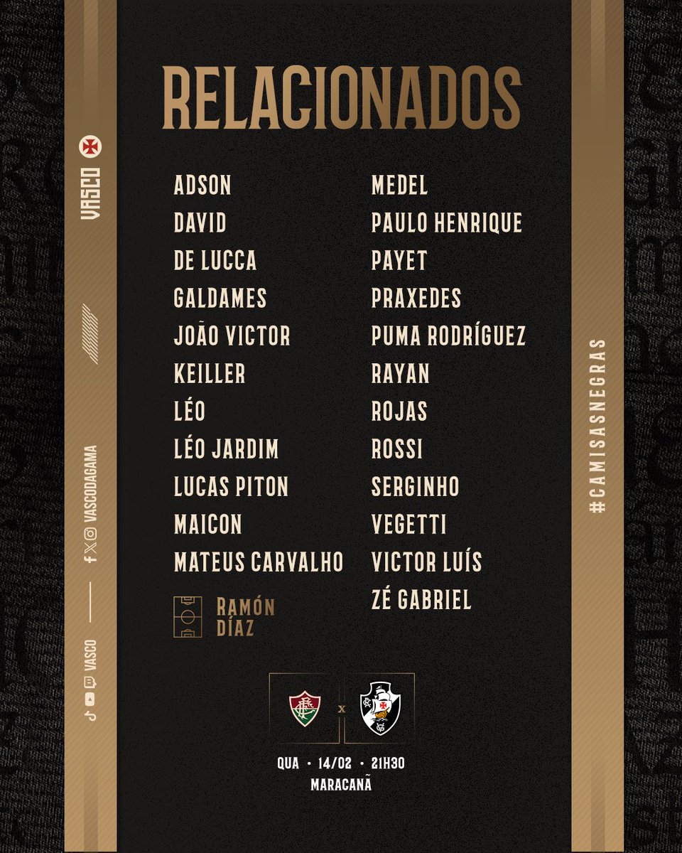 📋 Relacionados para o Clássico desta noite! 💢

#fluxVAS
#RelacionadosVasco
#VascoDaGama