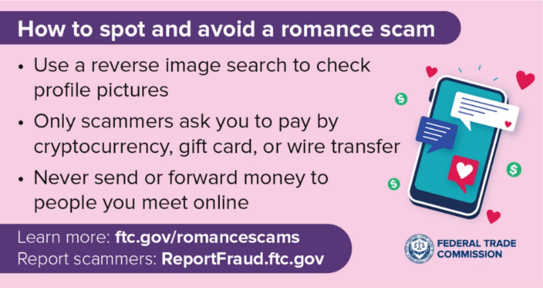 💖🚫 Protect Your Heart: Spotting Romance Scams on Valentine's Day 🌹💔 As love fills the air this Valentine's Day, beware of romance scams! Here's how to spot them: 📱 Be Cautious Online: Scammers often target dating apps and social media to build fake relationships. ❓ Too...